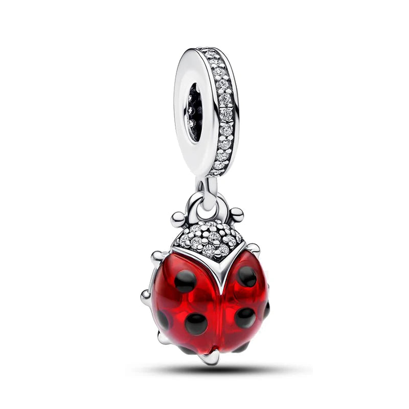 925 Silver Strawberry Ladybird Cars Lipstick Fashion Woman Red Charms Beads Fit Pandach 925 Original Bracelets DIY Jewelry Gift