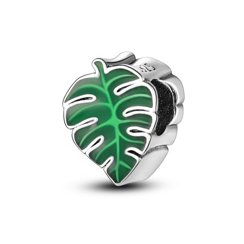 925 Sterling Silver Green Series Four Leaf Clover Lucky Butterfly Pendant Fit Original  Bracelet Charm Beads DIY Jewelry