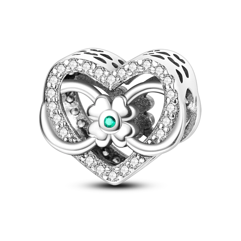 925 Sterling Silver Green Series Four Leaf Clover Lucky Butterfly Pendant Fit Original  Bracelet Charm Beads DIY Jewelry