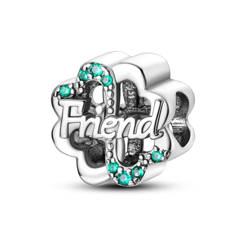 925 Sterling Silver Green Series Four Leaf Clover Lucky Butterfly Pendant Fit Original  Bracelet Charm Beads DIY Jewelry