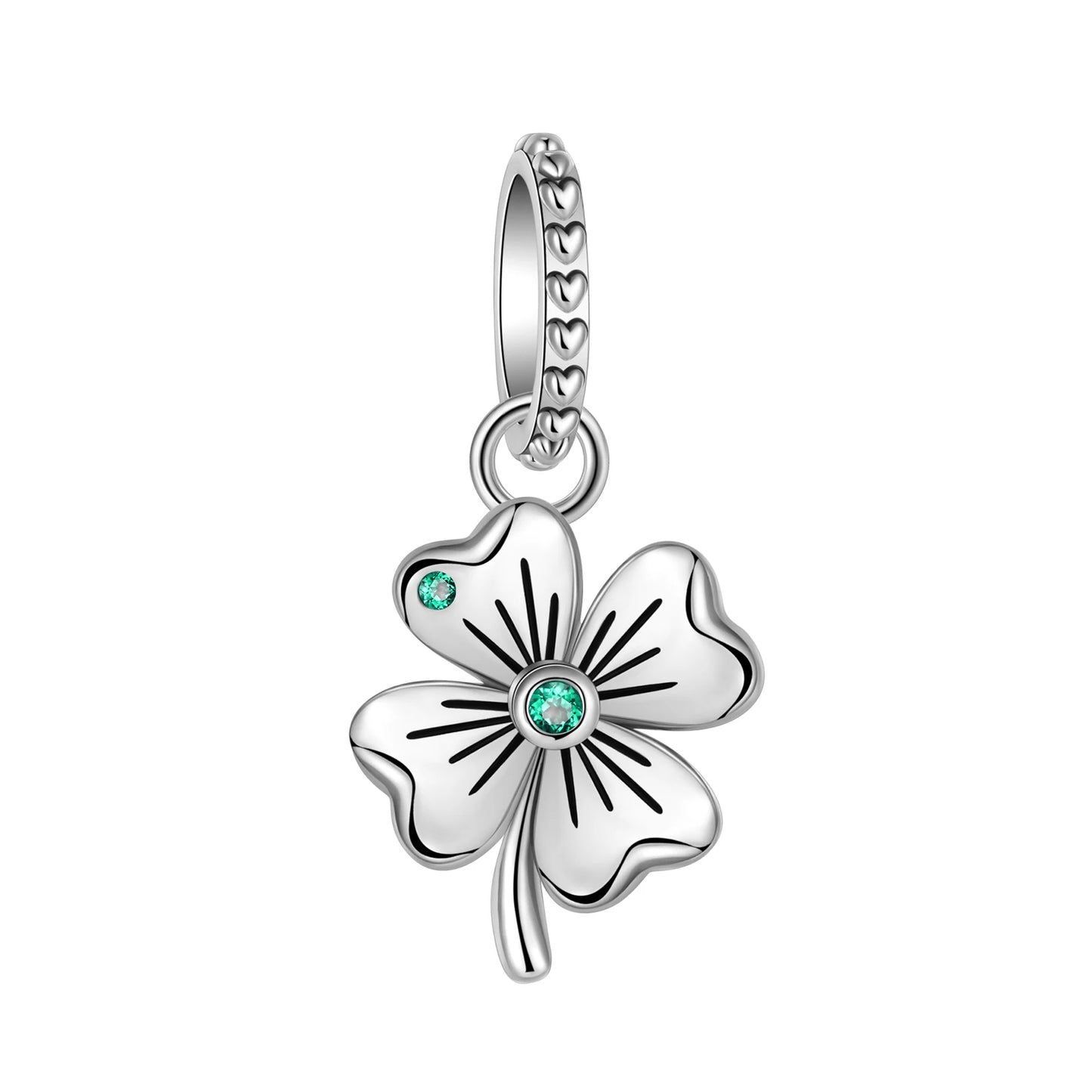 925 Sterling Silver Green Series Four Leaf Clover Lucky Butterfly Pendant Fit Original  Bracelet Charm Beads DIY Jewelry